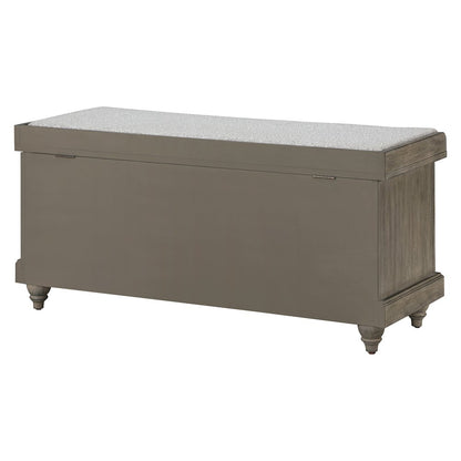 Dover Storage Bench In Goldstone Finish With Salt And Pepper Cushion Asm