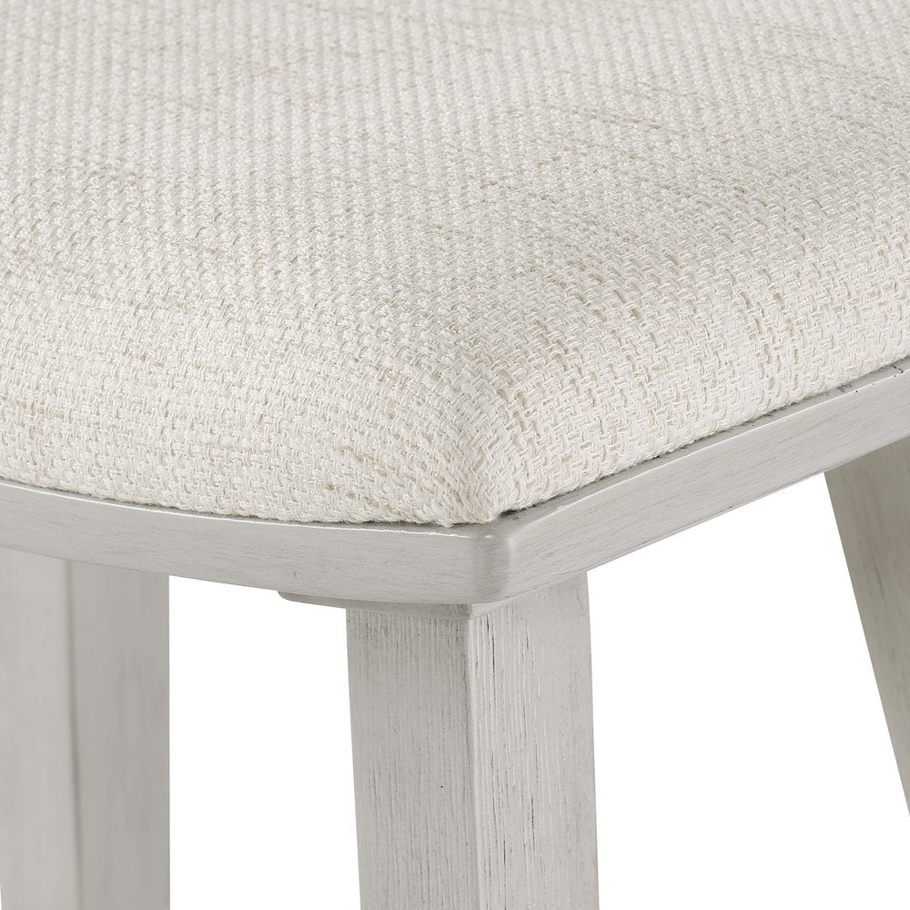 Coley 24" Saddle Stool 2-Pack With Linen Fabric Seat And White Wash Frame