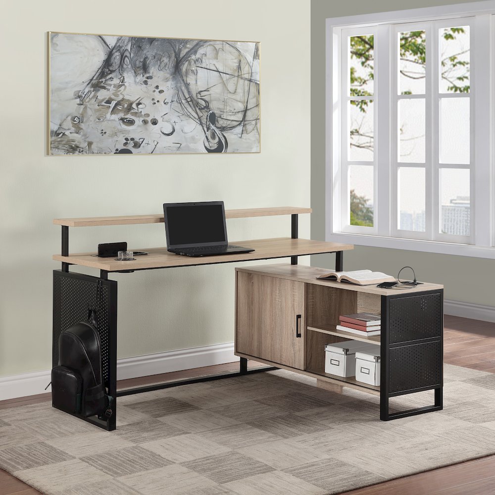 Ace 60"x 50" L-Shape Desk in White Top and White Frame