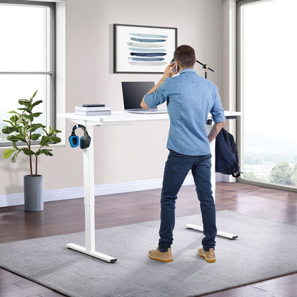 Primo 59"W Sit to Stand Electric Height Adjustable Desk in White Finish