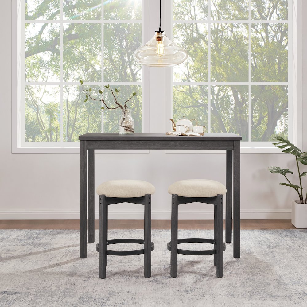 Melissa 3-PC  Counter Height Table Dining Set with Power, 2 Stools