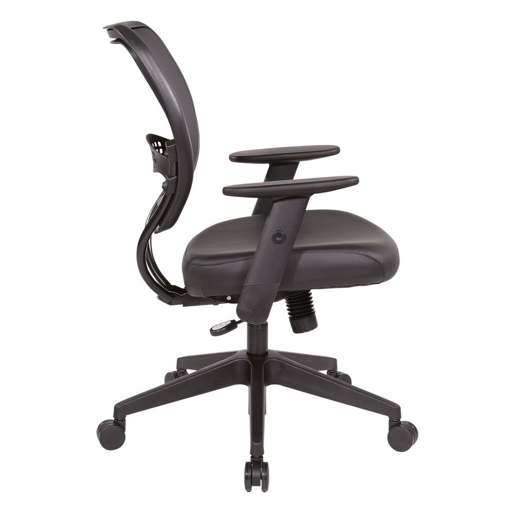 Antimicrobial Dillon Black Seat and Back Task Chair with Adjustable Angled Arms and Nylon Base, 5500D-R107