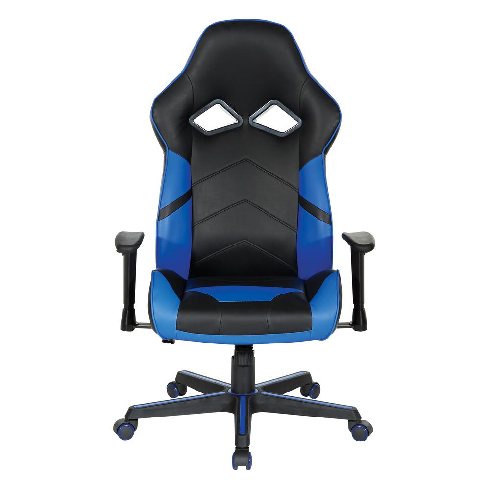 Vapor Gaming Chair in Black Faux Leather with Blue Accents, VPR25-BL