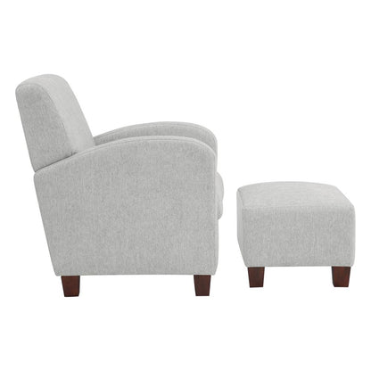 Aiden Chair & Ottoman Herringbone Smoke with Medium Espresso Legs, ADN-H14