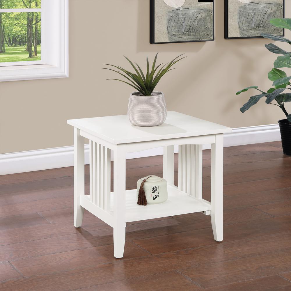 Sierra Mission End Table, White Finish