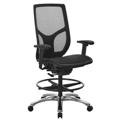 ProGrid Mesh Back Drafting Chair with Black Mesh Seat, PU Padded