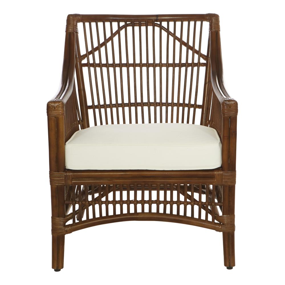 Maui Chair with Cream Cushion and Brown Washed Rattan Frame, MAU-BRS