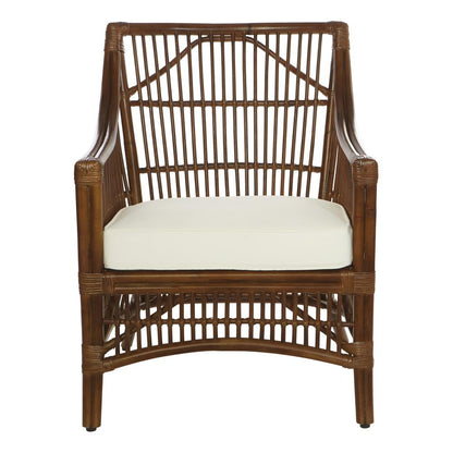 Maui Chair with Cream Cushion and Brown Washed Rattan Frame, MAU-BRS