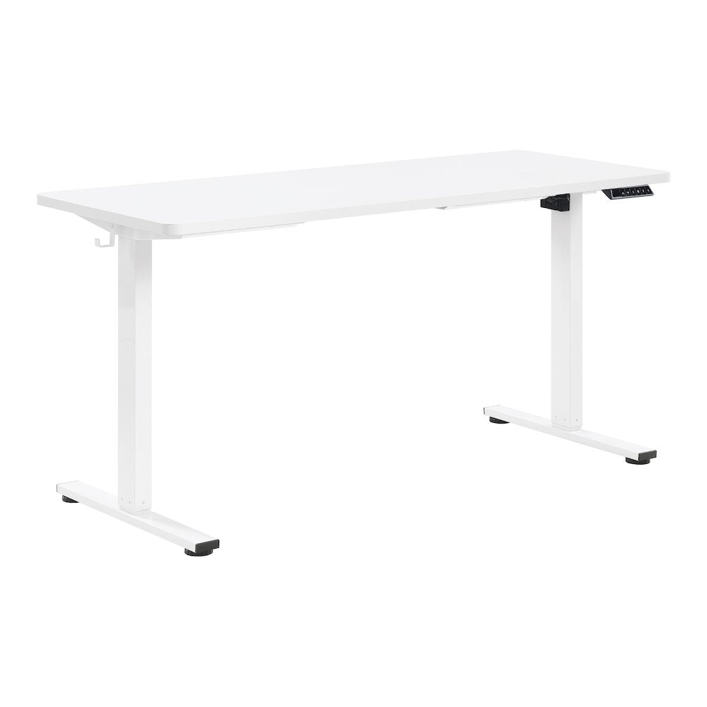 Primo 59"W Sit to Stand Electric Height Adjustable Desk in White Finish