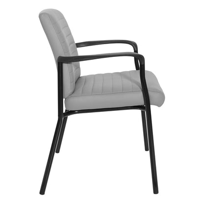 Guest Chair in Charcoal Grey Faux Leather with Black Frame, FL38610-U42