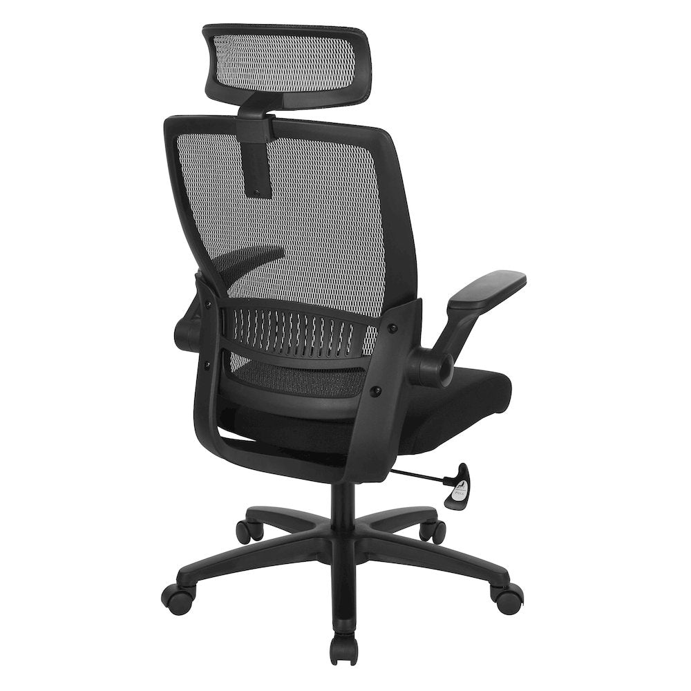Managers Chair With Mesh Back In Black Fabric Seat Molded Foam