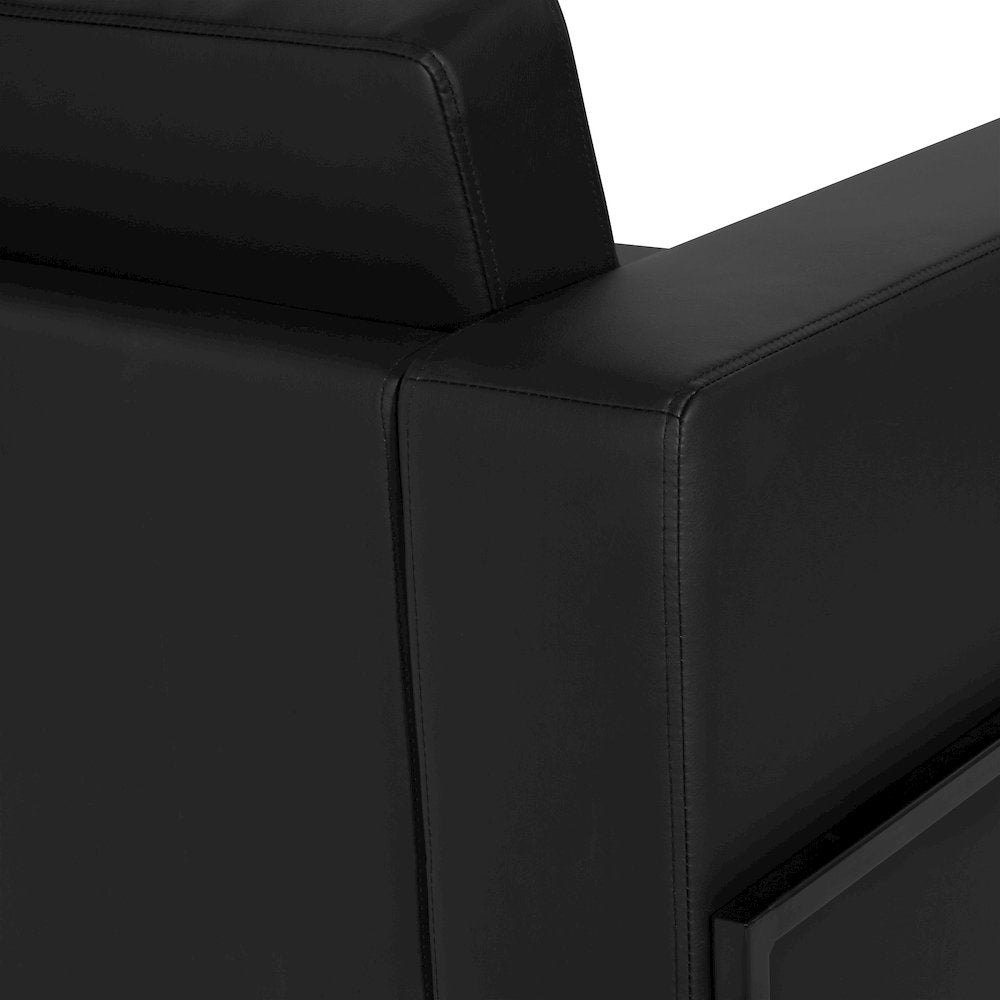 Arctic Loveseat in Black Faux Leather with USB and USB-C Charging Stations