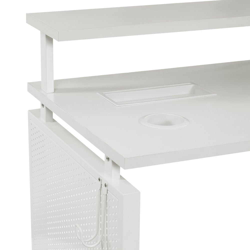 Ace 60"x 50" L-Shape Desk in White Top and White Frame