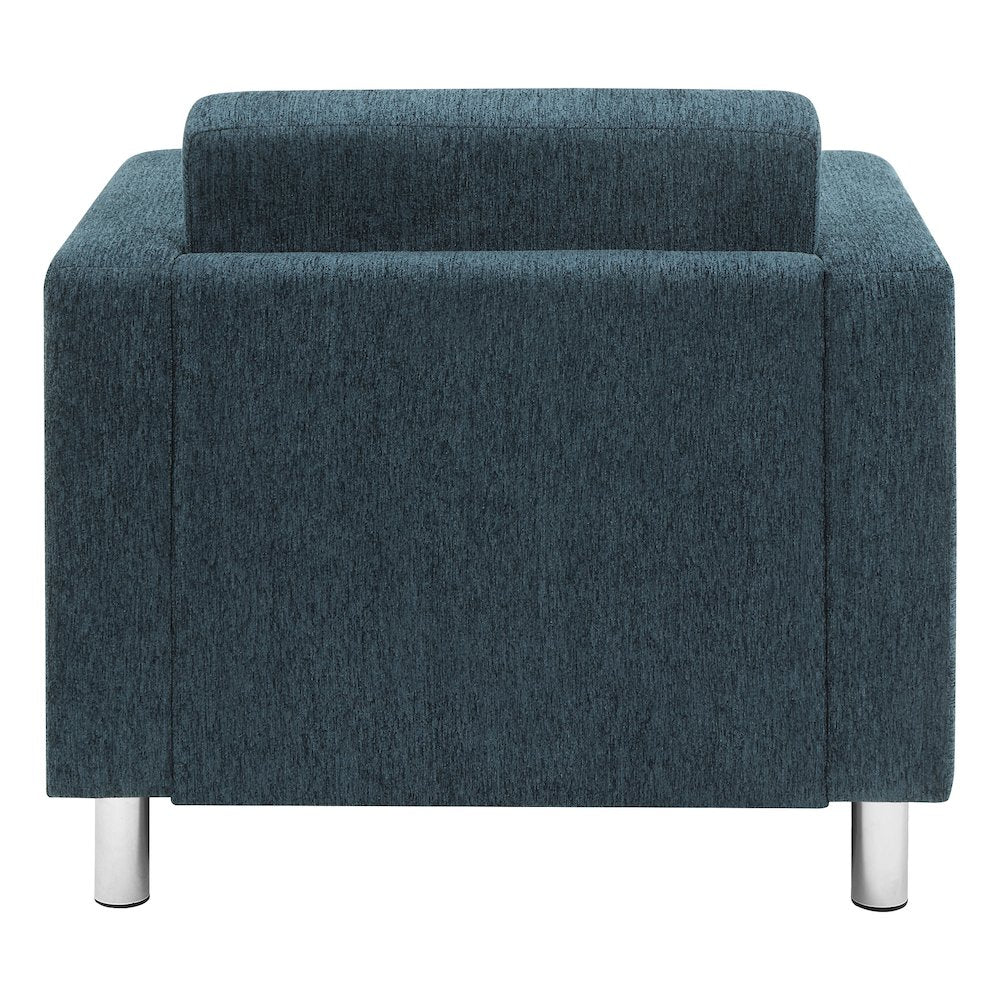 Pacific Armchair in Navy Fabric with Chrome Legs