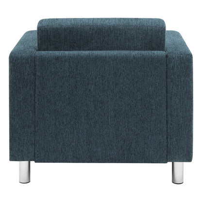 Pacific Armchair in Navy Fabric with Chrome Legs