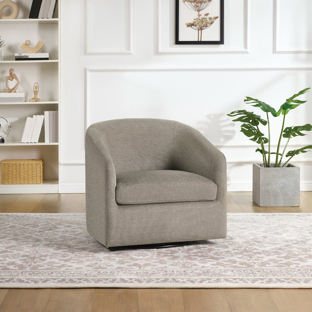 Parker Swivel Tub Chair in Taupe Fabric