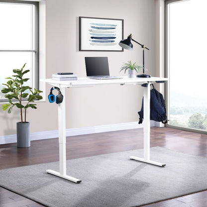 Primo 59"W Sit to Stand Electric Height Adjustable Desk in White Finish