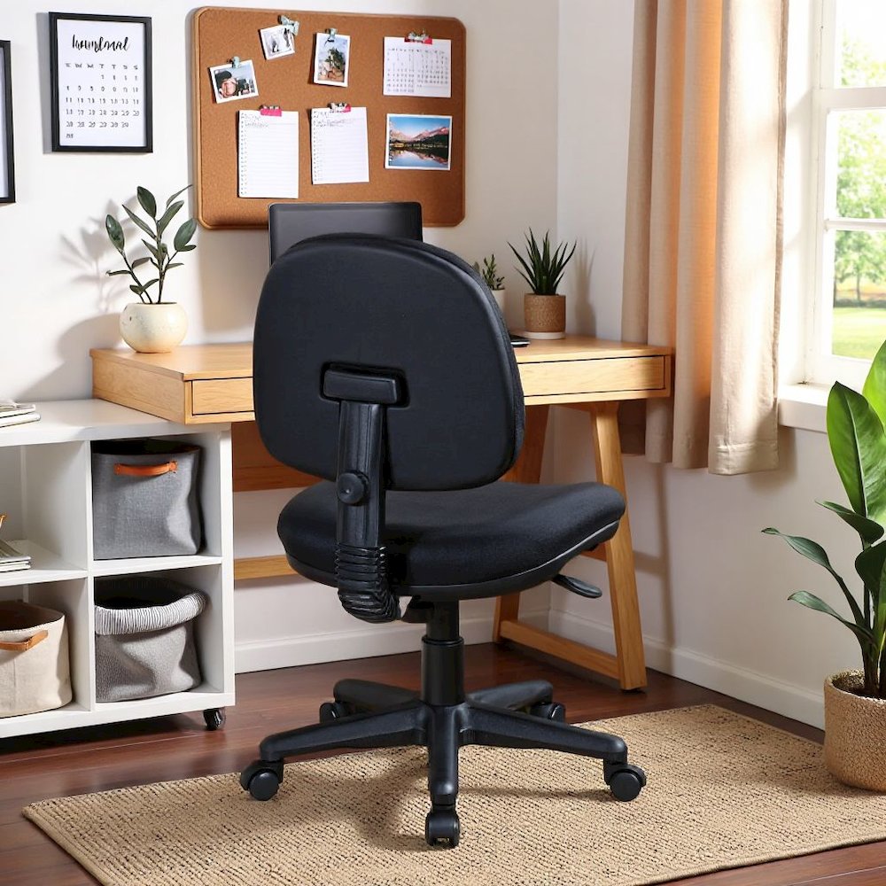 Black Armless Office Chair – High-Back Chair for Desks