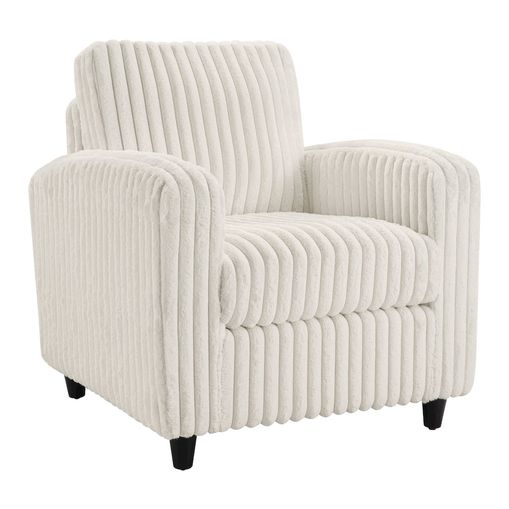 Venus Club Chair in White Cord Fabric and Dark Espresso Finish Legs