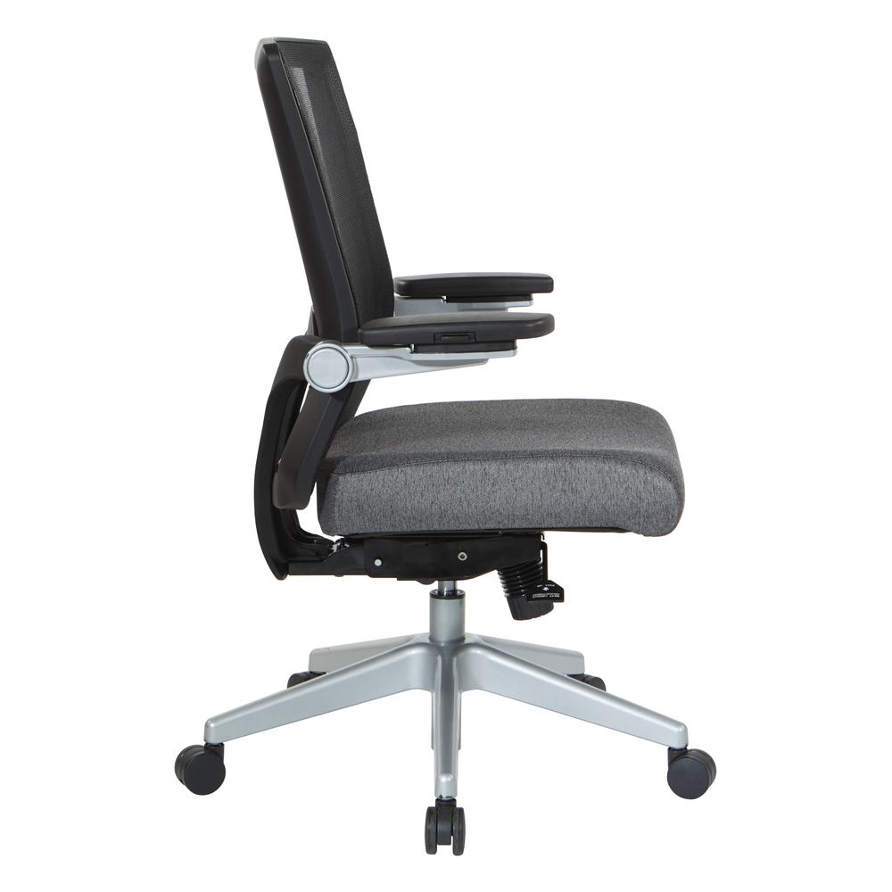 Manager's Chair with Breathable Mesh Back and Charcoal Fabric Seat with a Silver Base. , 867-B26N64R