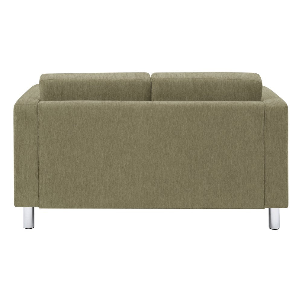 Pacific Loveseat in Sea Green Fabric with Chrome Legs