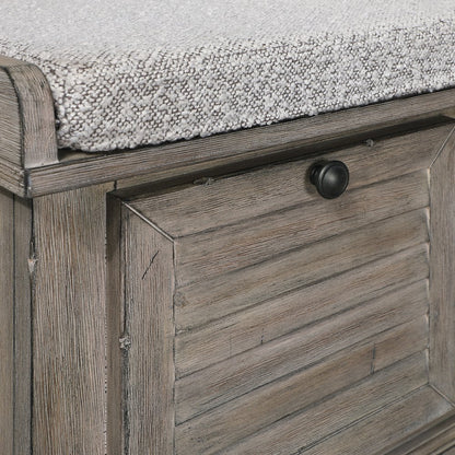 Dover Storage Bench In Goldstone Finish With Salt And Pepper Cushion Asm