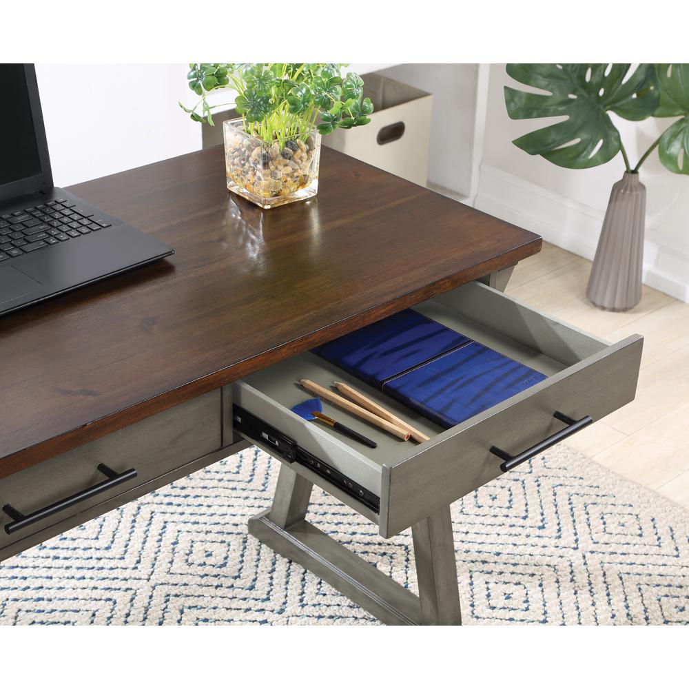 Jericho Rustic Writing Desk w/ Drawers in Slate Grey Finish