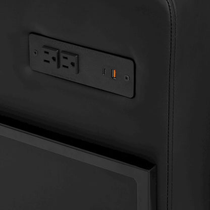 Arctic Sofa in Black Faux Leather with USB and USB-C Charging Stations