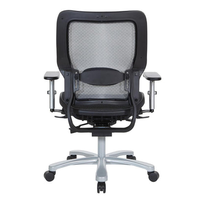 Air Grid Seat and Back Big & Tall Chair with Adjustable Lumbar Support, 2-Way Adjustable Arms and Aluminum Silver Base, 63-11A653R