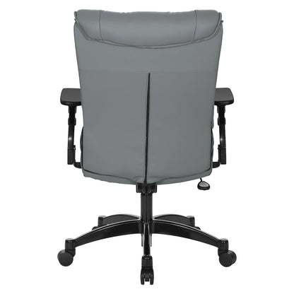 Charcoal Grey Leather Conference Chair with Cantilever Arms, Steel Base