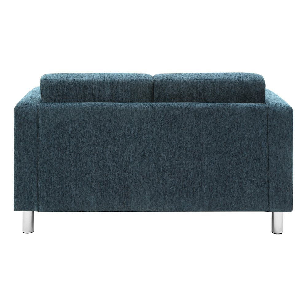 Pacific Loveseat in Navy Fabric with Chrome Legs