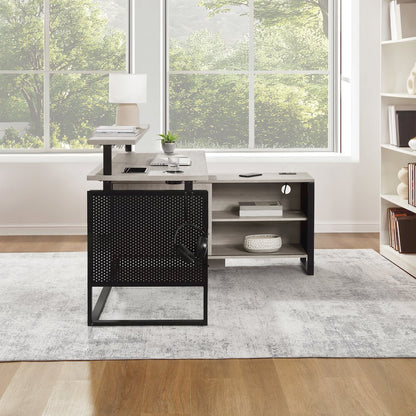 Ace 60"x 50" L-Shape Desk in Grey Taupe Top and Matte Black Frame