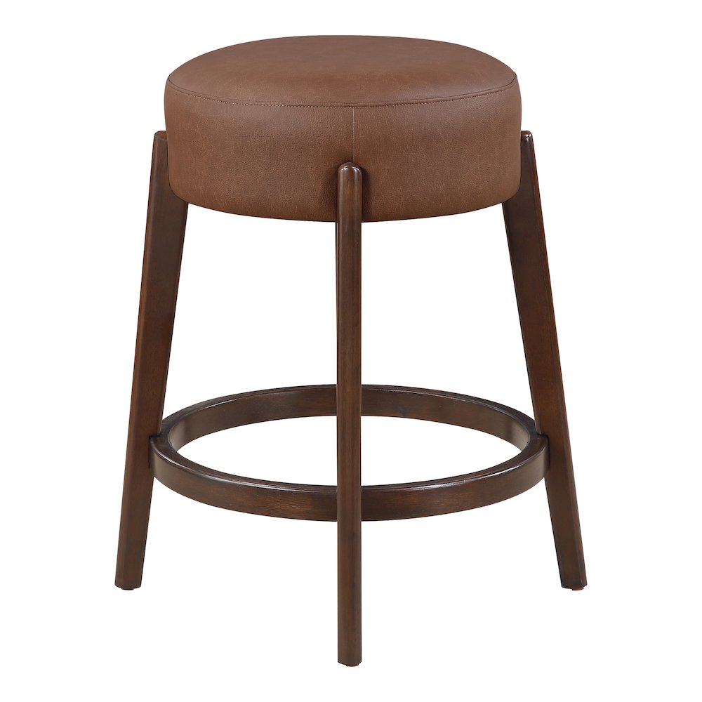 Wesley 26" Counter Stool in Saddle Brown Faux Leather