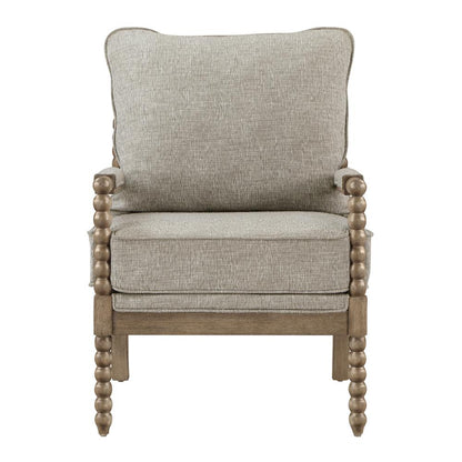 Fletcher Spindle Chair in Fog Fabric with Rustic Brown Finish