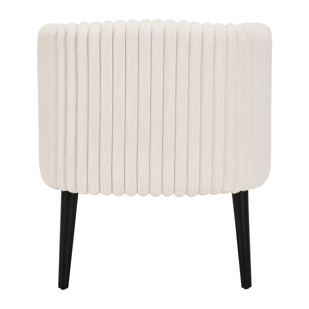 Rachel Accent Chair In White Cord Fur Fabric With Black Legs