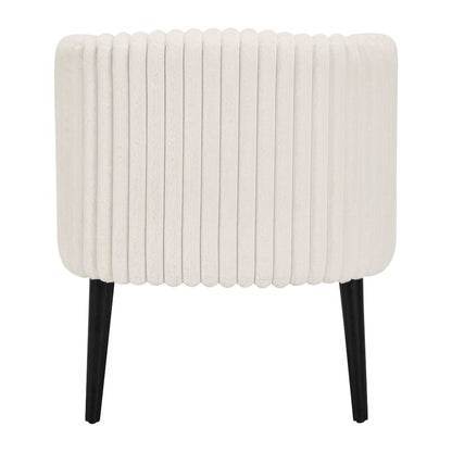 Rachel Accent Chair In White Cord Fur Fabric With Black Legs