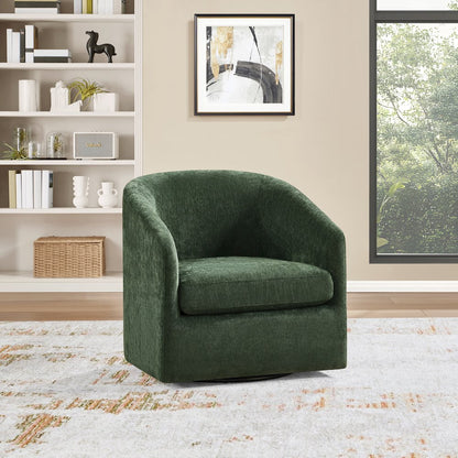 Parker Swivel Tub Chair In Green Fabric