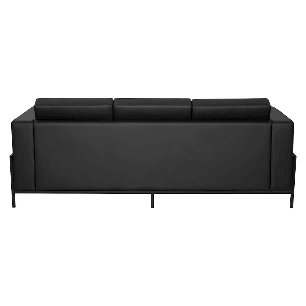 Arctic Sofa in Black Faux Leather with USB and USB-C Charging Stations
