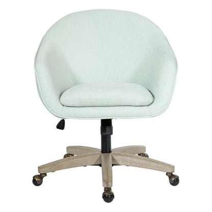 Nora Office Chair in Mint Fabric with Grey Brush Wood Base KD, NRA26-M75