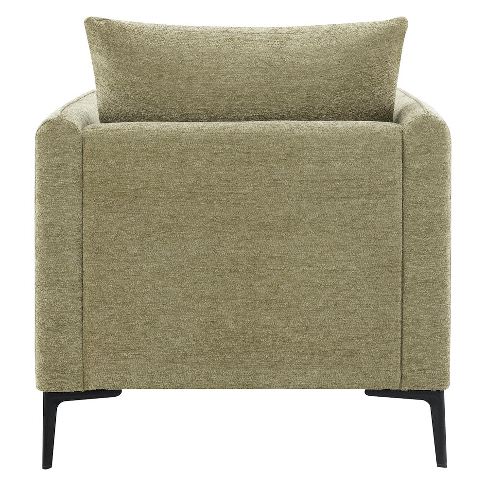 Newhaven Accent Chair in Sea Green Fabric with Black Metal Legs