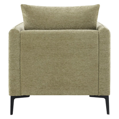 Newhaven Accent Chair in Sea Green Fabric with Black Metal Legs