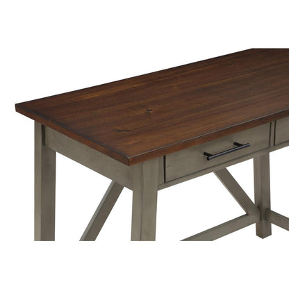 Milford Rustic Writing Desk w/ Drawers in Slate Grey Finish