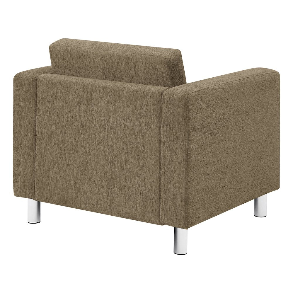Pacific Armchair in Taupe Fabric with Chrome Legs