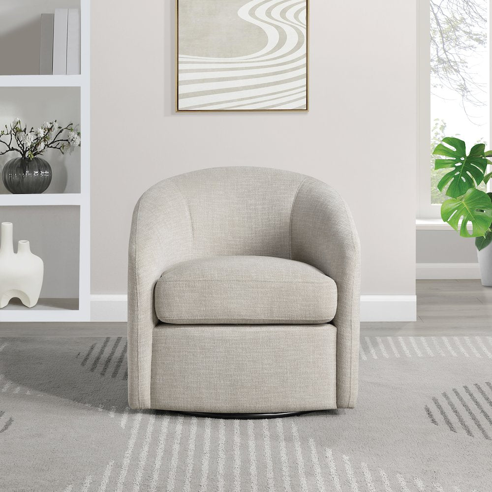 Bella Swivel Chair in Stone Fabric