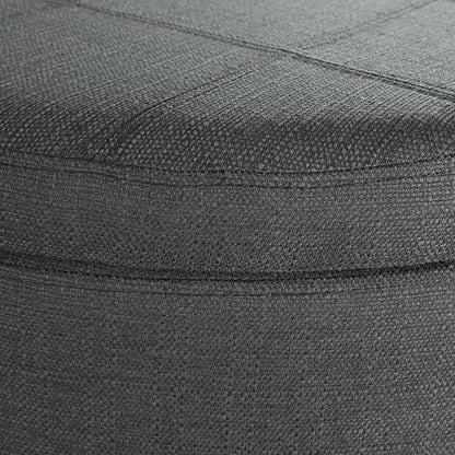 Alloway Storage Ottoman in Charcoal Fabric with Antique Bronze Nailheads