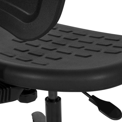 Black Skinned Urethane Intermediate Drafting Chair Adjustable Black Footrest