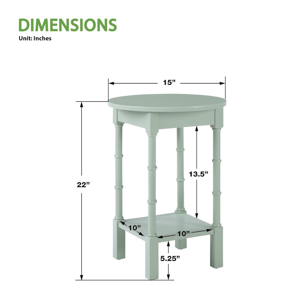 Golden Side Table in Sage Green Wood Finish