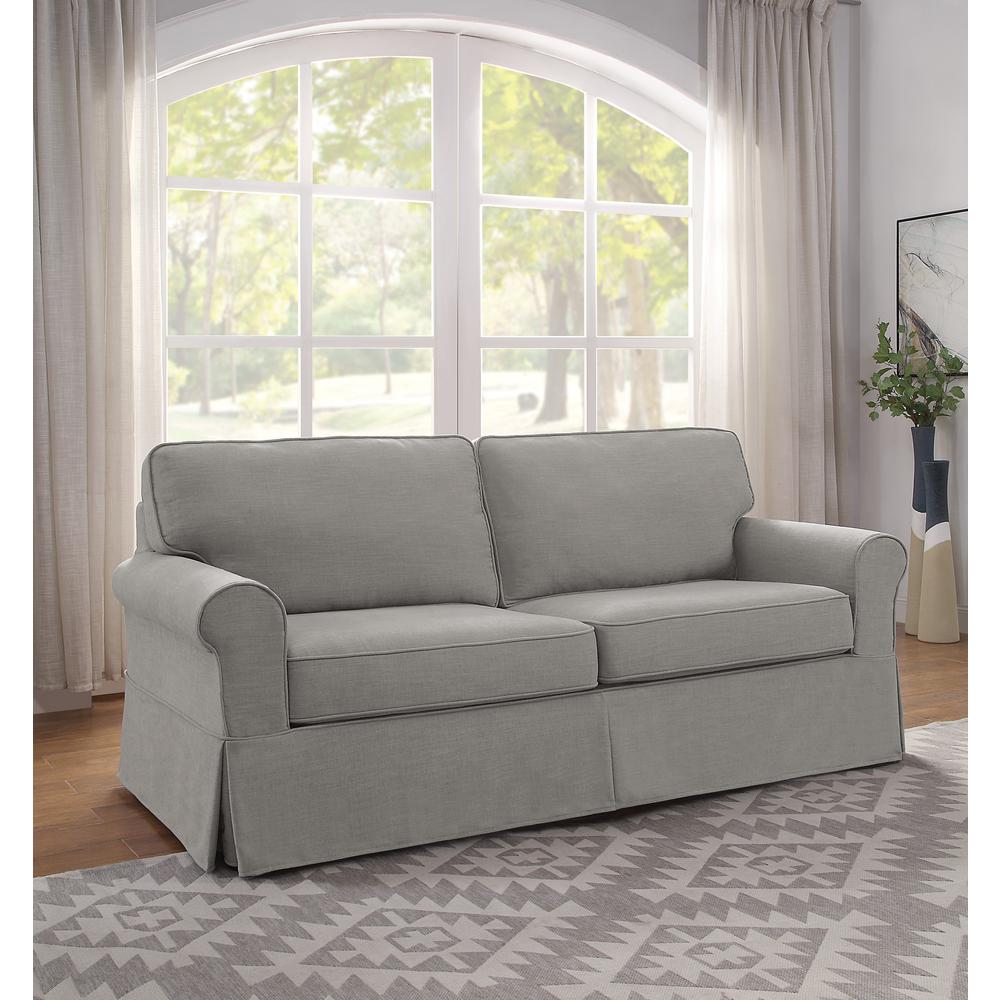 Slip Cover Sofa in Fog Fabric