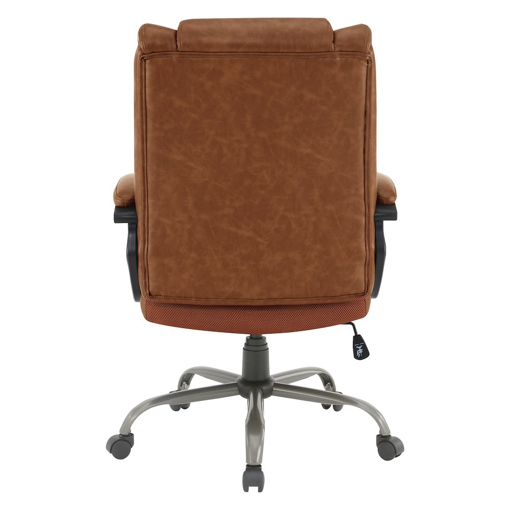Mid-Back in Saddle Faux Leather Executive Chair with Padded Arms