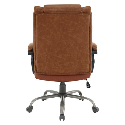 Mid-Back in Saddle Faux Leather Executive Chair with Padded Arms